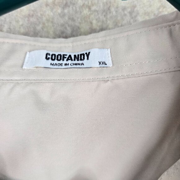 Coofandy Men’s Beige Button-Up Long Sleeve Shirt XXL Polyester Spandex Blend - Picture 3 of 8